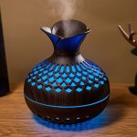 Elegant 300ML Wood Grain Aromatherapy Lamp & Humidifier - Enhances Air Quality With Soothing Lighting Modern Nature-inspired Des
