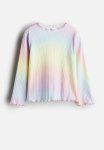 Overlock-detail Cotton Top - Light Pink Rainbow Gradient
