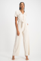 Abby Linen Jumpsuit - Stone - S