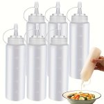 3PCS 6PCS 8 Oz Condiment Squeeze Bottle Plastic Cap And Measuring Twist Squeeze Bottle Container Dispenser Ketchup Mustard Barbe