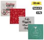 Serviettes 2PLY 33CM 20PC Words Wine Marketplace Brits Bros