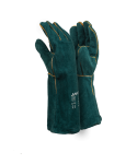 Green Leather Fully Welted Lined Gloves – 20CM Cuff