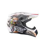 Kids Motocross Helmet - White Orange Design