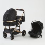 3 In 1 Emerald Baby H6 Stroller Set With Car Seat And Nappy Bag - Beige Wit Gold Frame