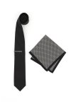 Black Tie Tie Bar & Pocket Square Set