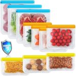 10 Pack Dishwasher Safe Reusable Bags Leakproof Reusable Freezer Bags Bpa Free Food Storage Bags For Lunch Marinate Food Travel
