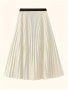 Solid Pleated Hem Skirt Casual Midi Skirt For Spring & Summer Women's Clothing