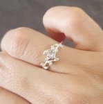 Azalea 925 Sterling Silver Cz Leaf Ring - Size 8