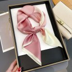 Elegant Floral Printed 70.0CM Square Scarf Women's Fashion Satin Silk Shawl Versatile Bag Accessory Ribbon Headscarf Headwear Ch