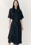 Tie-belt Shirt Dress - Black
