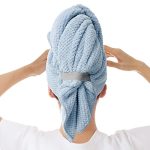 Bycoo Large Microfiber Hair Towel Wrap For Women Anti Frizz Hair Drying Towel With Elastic Strap Fast Dry Super Absorbent Quick