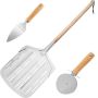 3 Piece Pizza Peel With Pizza Cutter Wheel & Pie Server Tool Kit Folding Handle