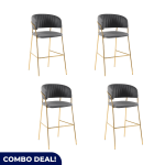 Set Of 4 Gold Frame Bar Chairs Available In 4 Colours