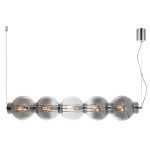 Pearl Glass Pendant Horizontal - Smokey Glass With Chrome