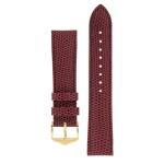 Rainbow Lizard Embossed Leather Watch Strap In Burgundy - 18MM Gold