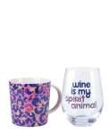 Maxwell & Williams Kasey Rainbow Wild At Heart Mug & Glass Set Leopard Lilac
