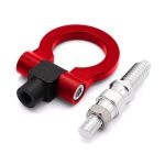 Beypovk Car Front Bumper Tow Hook Vehicle Alloy Foldable Screw-on Tow Pull Ring Replacement Universal Automotive Accessories Wat