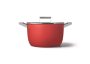 Smeg All Hobs None-stick Casserole Pan With Lid 26 Cm Diameter Red