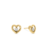 Yellow Gold Cubic Zirconia Heart Stud Earrings