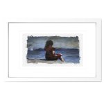 Woman Sitting On The Beach Painting By Marc Little Framed Print 1206 X 960