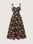 Floral Print Tie Shoulder Dress Vacation Style Sleeveless A-line Midi Cami Dress For Spring & Summer Women's Clothing