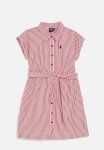 Polo Girls Payton Striped Belted Shirt Dress - Samba Red