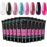 Glitter Poly Gel Shiny Nail Extension Gel 12 Colors 15ML PC Long Nail Extension Poly Gel Silvery And Golden Nail Extension Tools