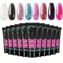 Glitter Poly Gel Shiny Nail Extension Gel 12 Colors 15ml/pc Long Nail Extension Poly Gel Silvery And Golden Nail Extension Tools Poly Nail Gel