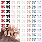 100 Pcs Bow Nail Charms Hypoallergenic 3D Pearl Resin Nail Art Accessories Cute Butterfly Bowknot Rhinestone Glitter Nail Craft