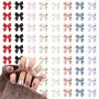 100 Pcs Bow Nail Charms Hypoallergenic 3D Pearl Resin Nail Art Accessories Cute Butterfly Bowknot Rhinestone Glitter Nail Craft Charms For Acrylic Nails