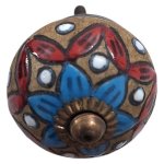 Rustic Ceramic Cabinet Knob Red And Brown 6CM