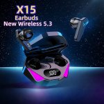X15 Tws LED Display Wireless Earbuds 5.3 Wireless Gaming Headset With MIC Semi-open-back Earphones Low Latency Noise Cancellatio