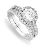 Chet Sterling Silver & Cubic Zirconia Solitaire Halo Twinset Ring