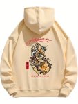 Tokyo Dragon Pattern Hoodies With Kangaroo Pocket & Drawstring Stylish Versatile Long Sleeve Hooded Sweatshirt Loose Casual Top