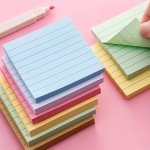 Colorful Lined Self-stick Notes - 80 Sheets Per Pack Self-adhesive For Home Office & School Use - Convenient Reminder Sticky Pad