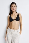 Deep Plunge Padded Bikini Top - Black