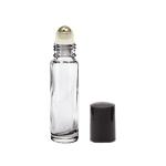 10ML Clear Glass Roll On Bottle With Black Cap & Metal Ball