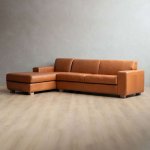 Karoo Leather Corner Couch With Daybed Left Ginger