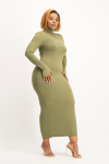 Yolanda Poloneck Bodycon Dress - Fatigue Olive - L