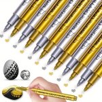 4PCS Golden & Silvery Permanent Metal Markers - Waterproof Ideal For Diy Crafts Resin Art & Office Supplies