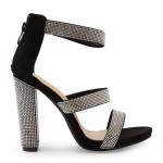 Black Suede And Diamante Glamour Sandal