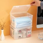 1PC Portable Transparent Storage Box Flip Lid Storage Box Desktop Dustproof Mask Storage Box Multipurpose Storage Box