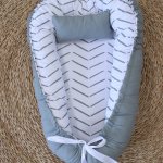 Baby Nest Baby Sleeping Pod Grey Herringbone Pattern Set