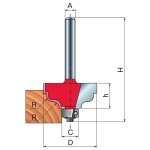 Double Fillet Ogee Router Bit D-31.75MM X H-15.0MM X H-56.2MM X C-9.53MM X R3.18MM X A-1 4" 38-45225P