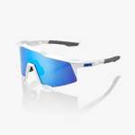100% Speedcraft - Matte White - Hiper Blue Multilayer Mirror Lens