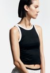 Ribbed Vest Top - Black White