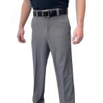 Smitty BB-S357 4-WAY Stretch Flat Front Combo Pants Expander Waistband Slash Pockets Baseball Softball Umpire Grey Heather Grey