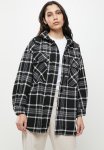 Check Pocket Button Coat - Black