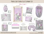 Cot Duvet Bedding Purple Grey Floral Ellie Elephant Set