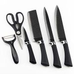 6 Piece Stainless Steel Kitchen Knives Slicer Set With Gift Case Black